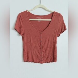 American Eagle Soft & Sexy Ribbed Button Up Top